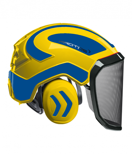 Casque Protos intégral Forest Bicolore jaune-bleu