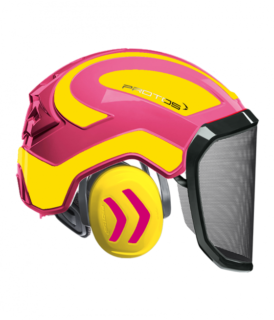 Casque Protos Integral Forest Bicolore rose-jaune fluo