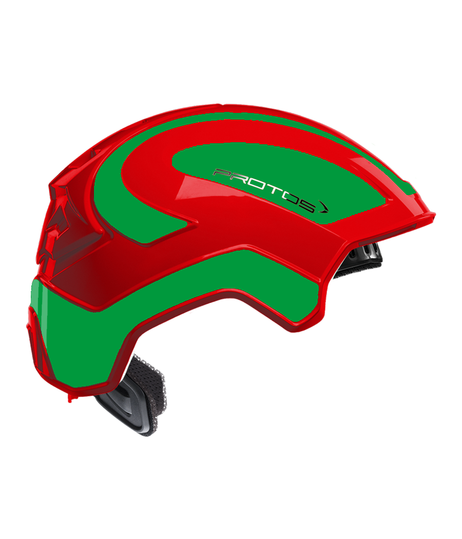 Protos intégral Industry bicolore rouge-vert fluo