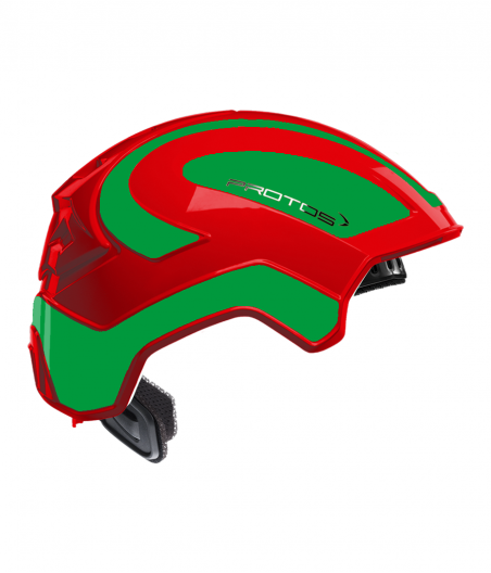 Protos intégral Industry bicolore rouge-vert fluo