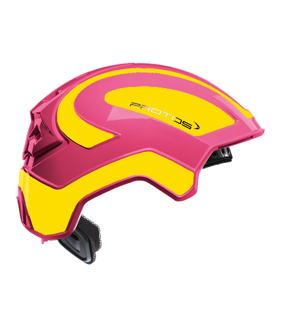 Protos intégral Industry bicolore rose-jaune fluo