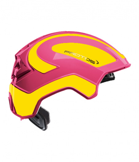 Protos intégral Industry bicolore rose-jaune fluo