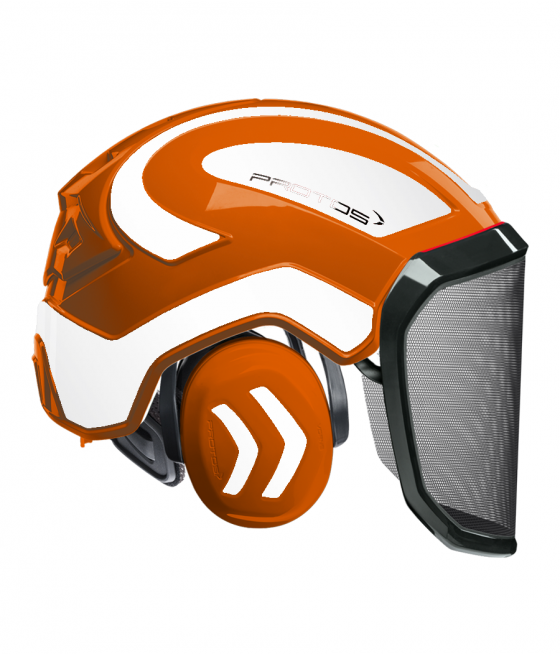 Casque Protos intégral Forest Bicolore orange-blanc réfléchissant