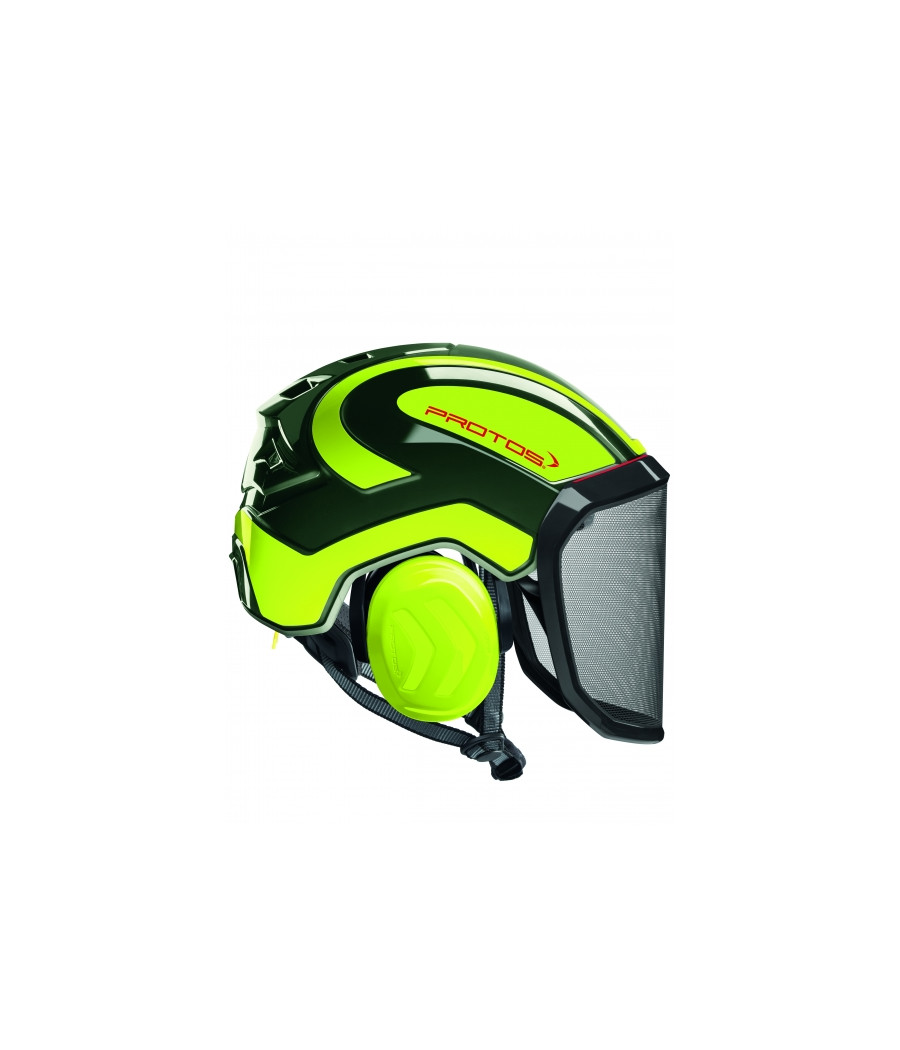 Casque Protos intégral Arborist bicolore Olive-jaune fluo