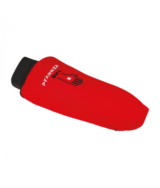 Manchettes protection anticoupure de l'avant bras droit, bord tricoté, coloris rouge