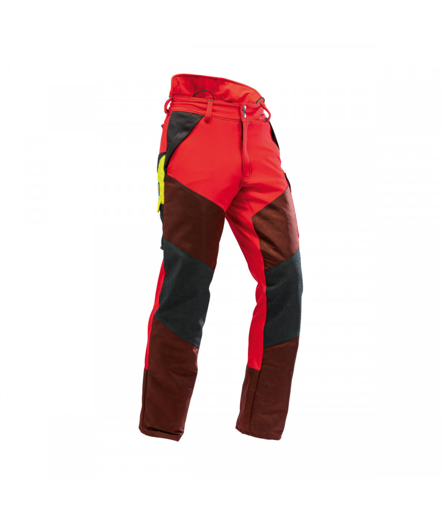 Pantalon anti-coupures rouge avec protections en Kevlar pour bûcherons coloris rouge