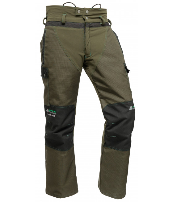 Pantalon de traque Stretch Air coloris kaki avec renforts en kevlar aux genoux et guêtres amovibles