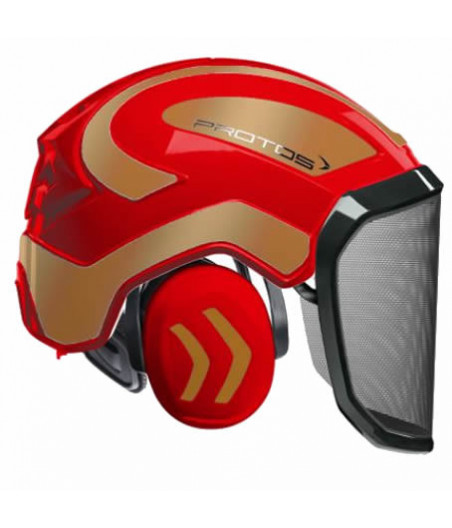 Casque Protos intégral Forest PFANNER Bicolore rouge-or