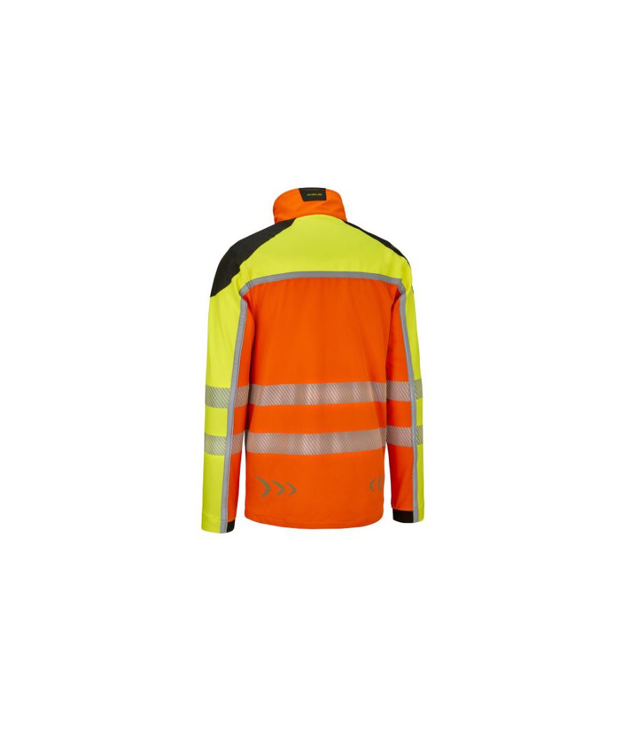 Veste Forest Light vue de dos  h orange et jaune fluorescent et 2 bandes réfléchissantes pour haute visibilité