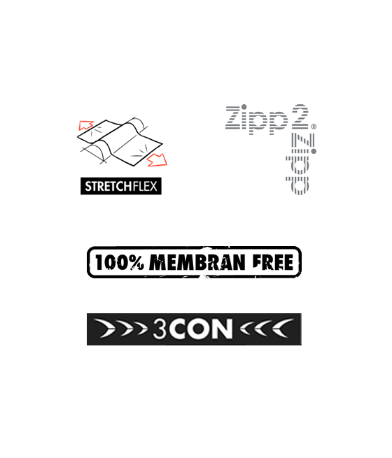 Tissu StretchFlex pour l'élasticité, poches Zipp2Zipp, 100% membrane free et 3CON Reflex pour la visibilité