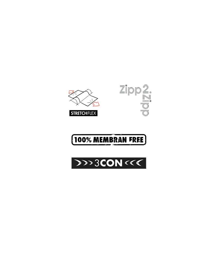 Tissu StretchFlex pour l'élasticité, poches Zipp2Zipp, 100% membrane free et 3CON Reflex pour la visibilité